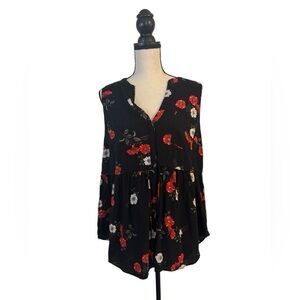 Torrid Black Floral Button-Down Blouse